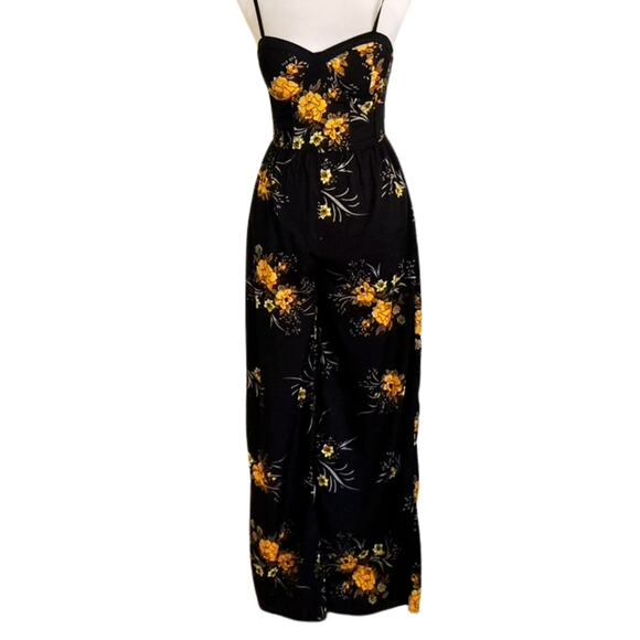 Band of Gypsies Floral Bustier Jumpsuit – Black/Yellow, Size XS - Picture 4 of 8